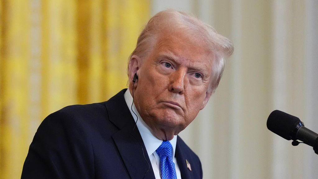 President Donald Trump is pictured before boarding Air Force One at the Naval Air Station Joint Reserve Base in New Orleans, Sunday, Feb. 9, 2025. (AP Photo/Ben Curtis)