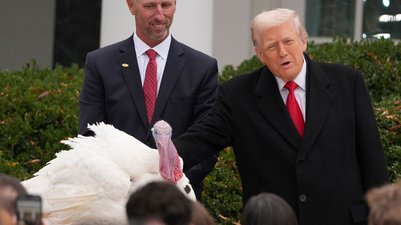 Trump spares 'Gobble' and 'Waddle' as he talks politics at this year's turkey pardon