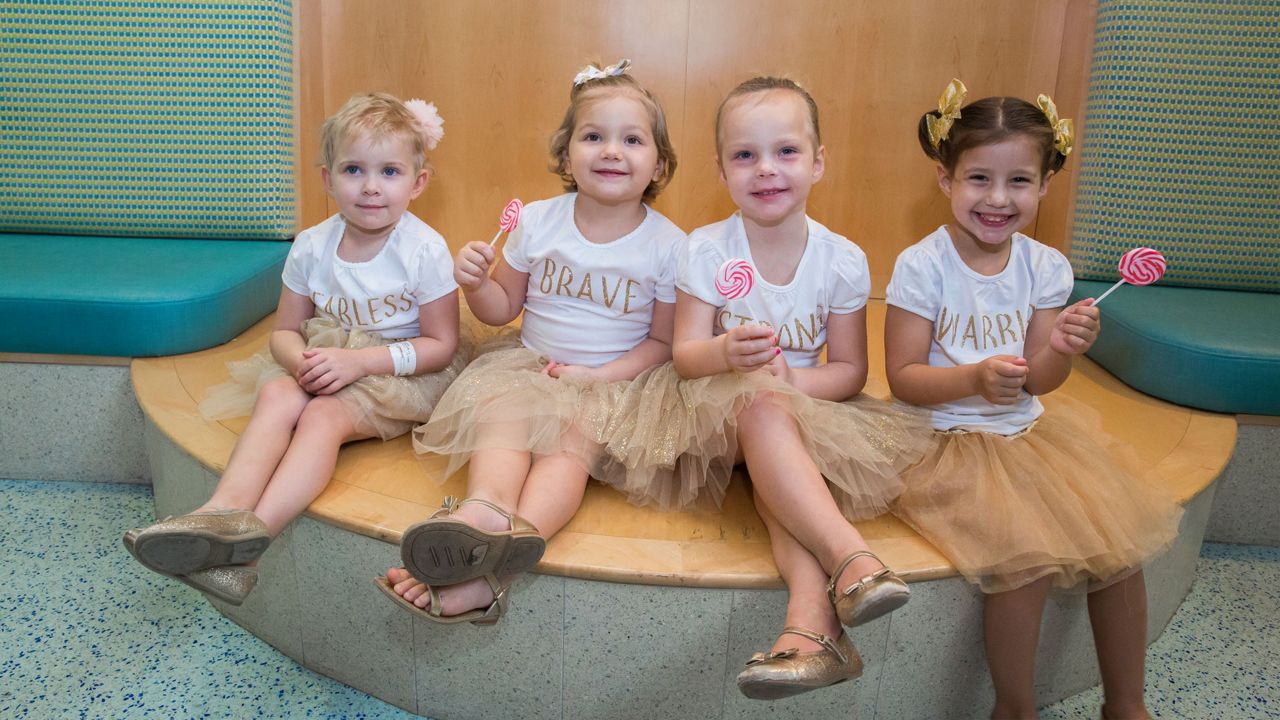 Having met last year at Johns Hopkins All Children's Hospital, Chloe, McKinnley, Lauren, and Avalynne share a bond. Cancer Awareness month.