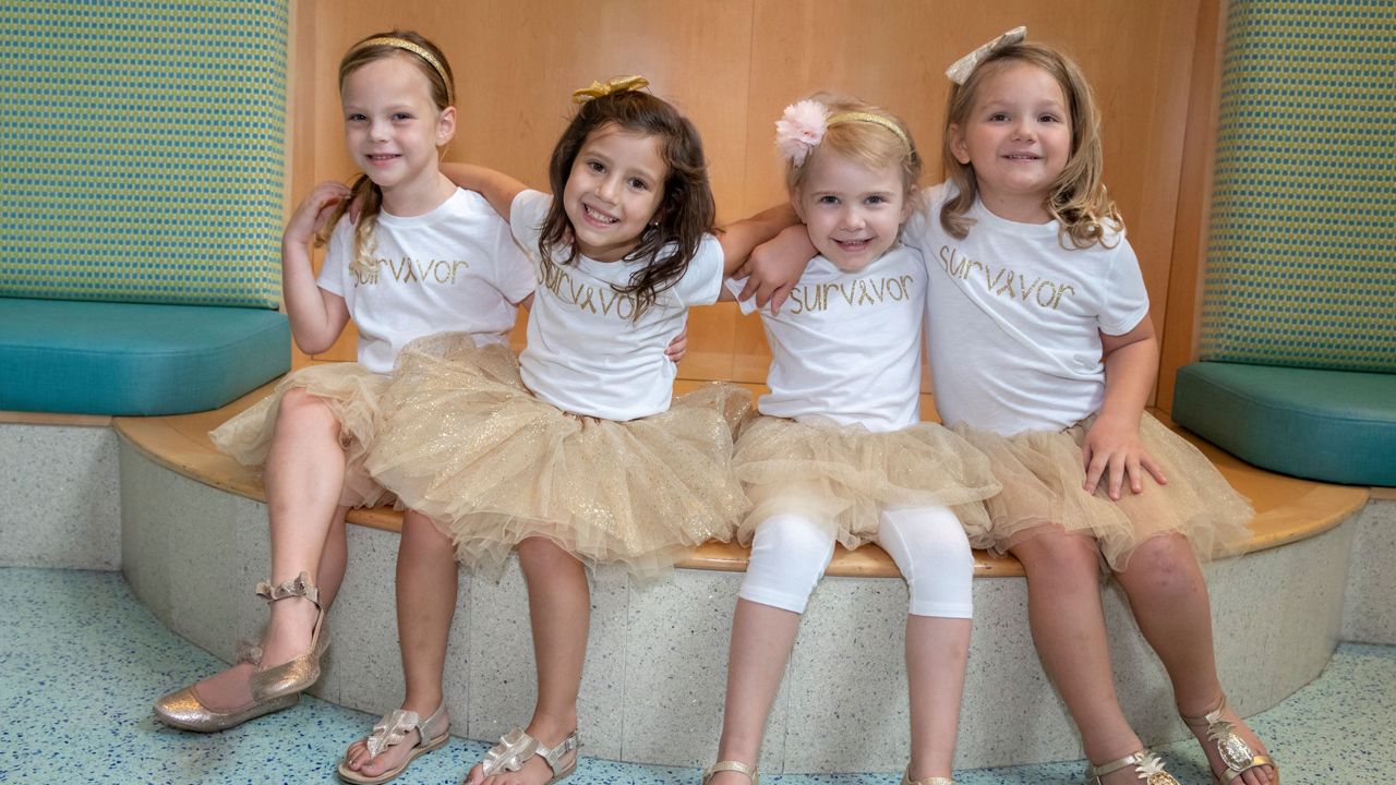 2018 tutu photo reunion at Johns Hopkins All Children's Hospital. Lauren, McKinley, Ava and Chloe.