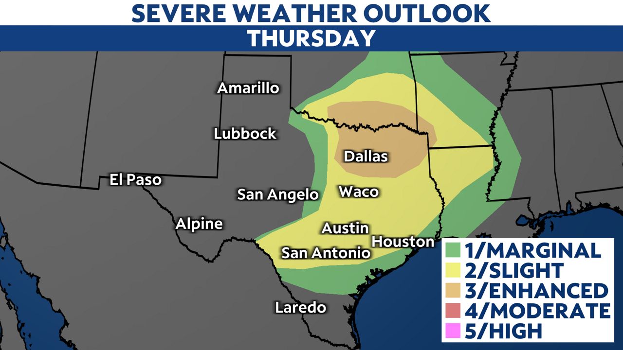 Showers and strong thunderstorms possible Thursday evening