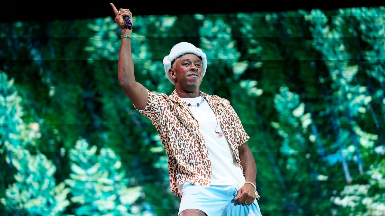 Tyler, The Creator performs on day two of the Lollapalooza music festival on Friday, July 30, 2021, at Grant Park in Chicago. (Photo by Rob Grabowski/Invision/AP)