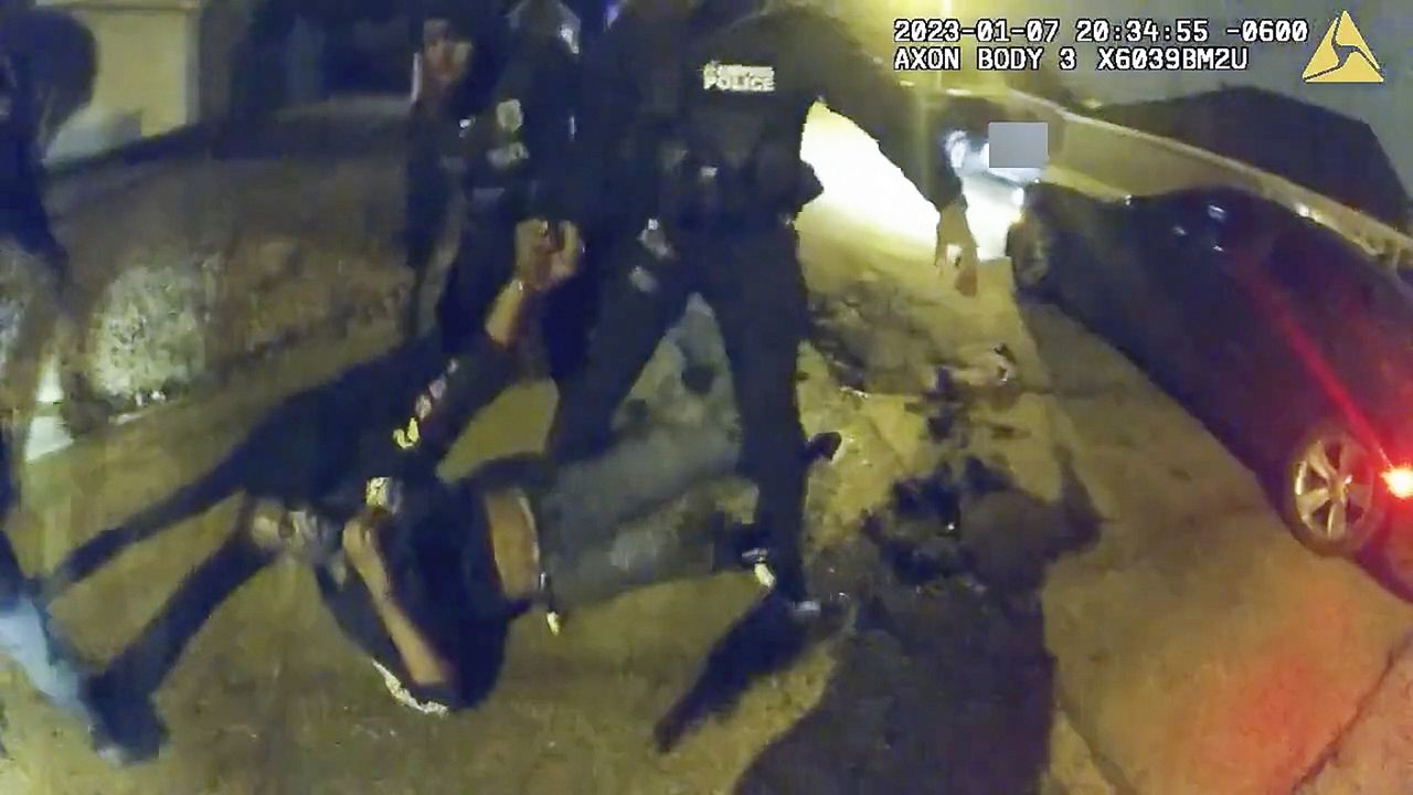 The image from video released on Jan. 27, 2023, by the City of Memphis, shows Tyre Nichols during a brutal attack by five Memphis police officers on Jan. 7, 2023, in Memphis, Tenn. (City of Memphis via AP, File)