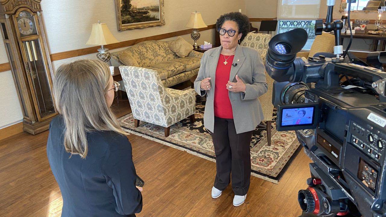 U.S. HUD Secretary Marcia Fudge speaks one-on-one with Molly Duerig of Spectrum News during her visit to Orlando on Oct. 24, 2022.
