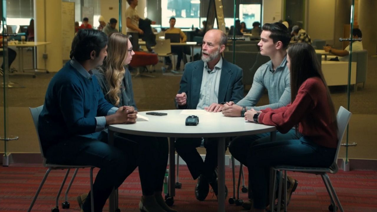 Braver Angels discussion with four University of Cincinnati students. (Spectrum News 1)