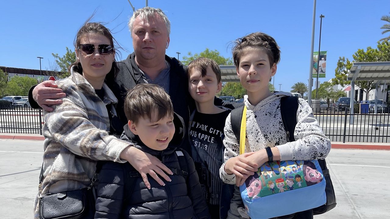 Iryna Kramareva is pictured with her husband, Volodymyr Kramarev, and her three sons in April 2022. They crossed the U.S.-Mexico border to seek safety in the U.S. after Russia invaded their home city of Mariupol, Ukraine. (Photo courtesy of Iryna Kramareva)