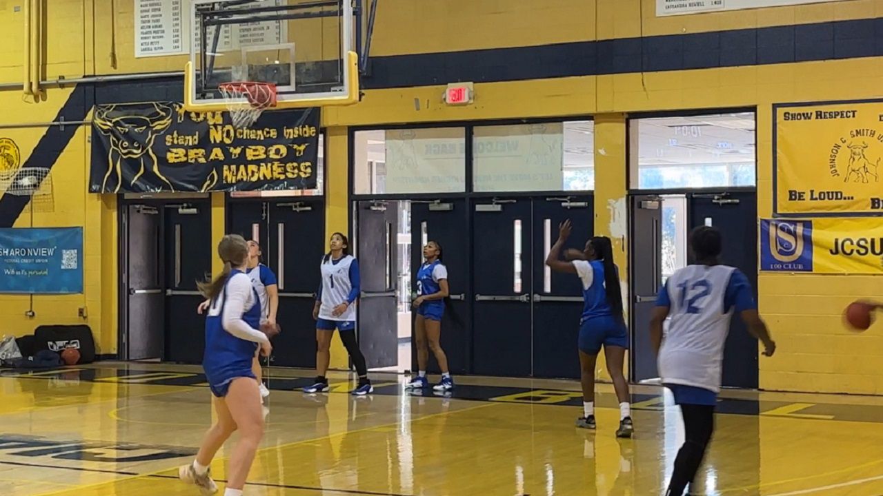 The UNC Asheville women's basketball team is practicing miles away from home on the Johnson C. Smith University campus. (Spectrum News 1/Jennifer Roberts)