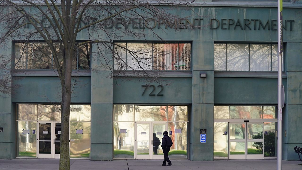 This Jan. 28, 2022, photo shows the offices of the California Economic Development Department in Sacramento, Calif. (AP Photo/Rich Pedroncelli)
