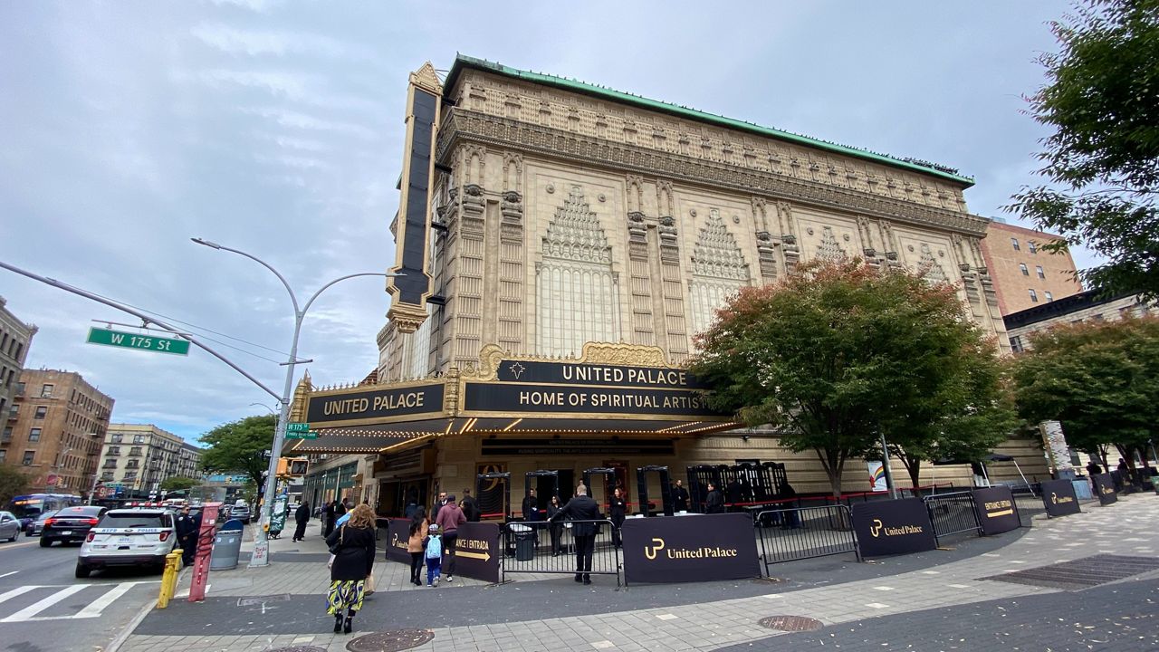 The United Palace theater in Washington Heights seen on Oct. 16, 2022. (Spectrum News NY1/Jeremy Campbell)
