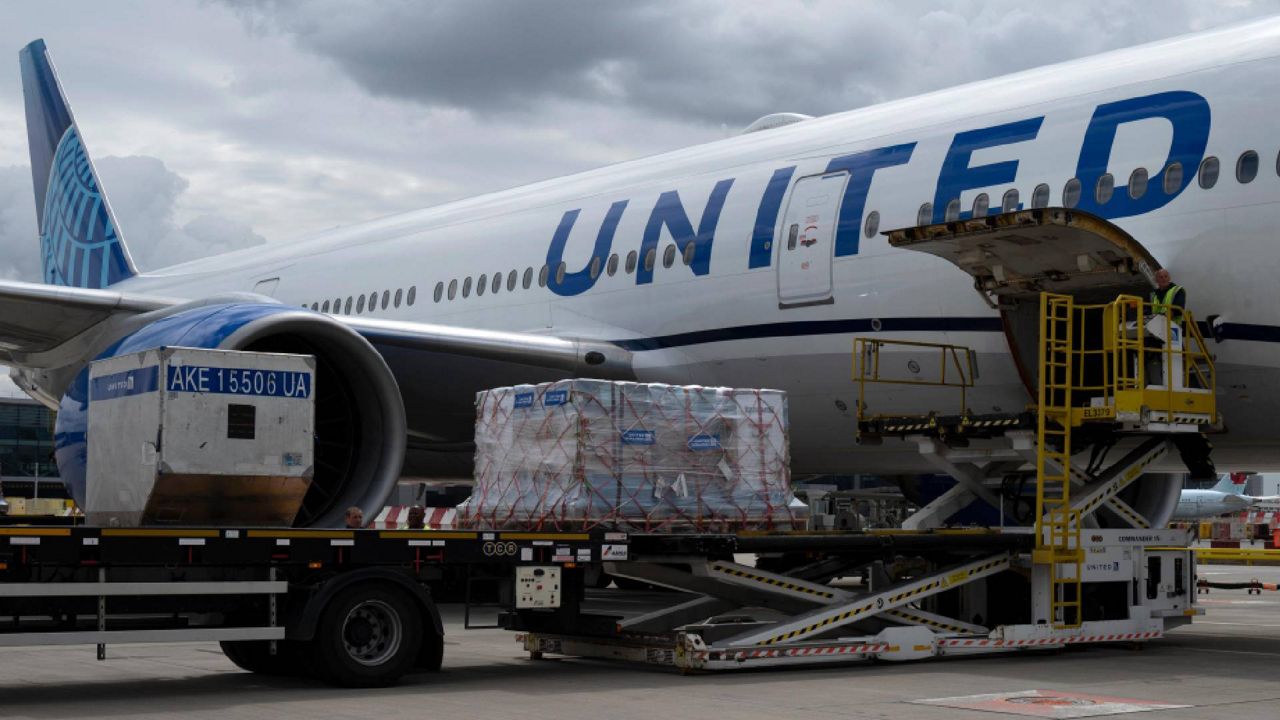 A June 9 United Airlines flight arrives in the U.S. carrying the first emergency shipment of Kendamil infant formula. (Twitter/United Airlines)