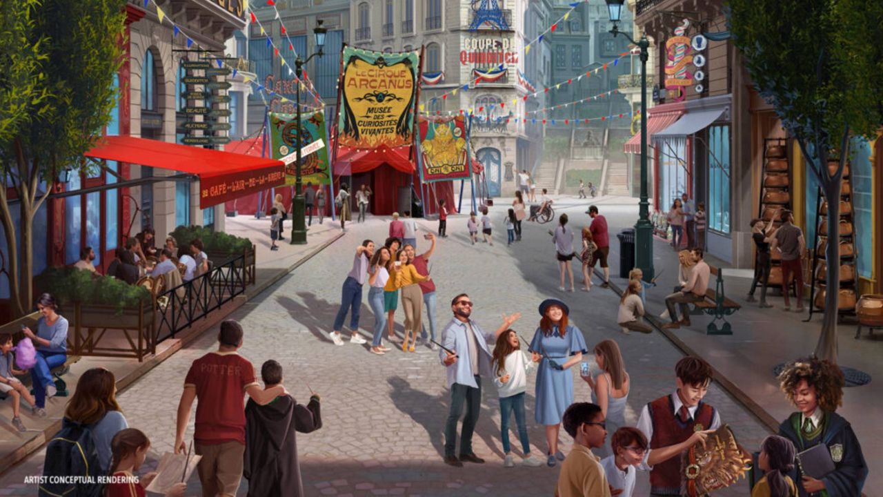 The Wizarding World of Harry Potter – Ministry of Magic is one of five worlds coming to Universal Epic Universe in 2025. Officials said the new land is set in wizarding Paris from the "Fantastic Beasts" films and the British Ministry of Magic from the "Harry Potter" film series. (Artist Rendering Courtesy: Universal Orlando)