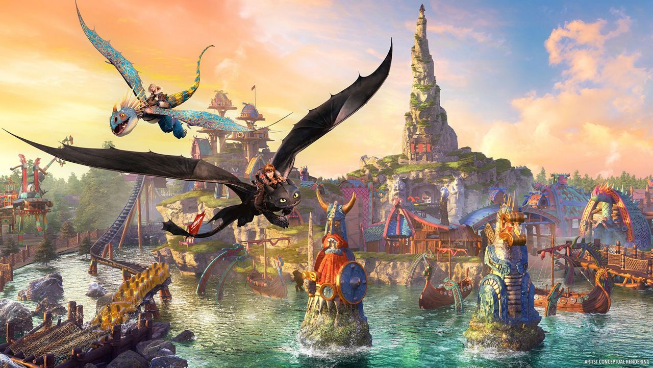 Rendering of How to Train Your Dragon – Isle of Berk at Universal Orlando Resort's new Epic Universe theme park opening in 2025. (Courtesy: Universal Orlando)
