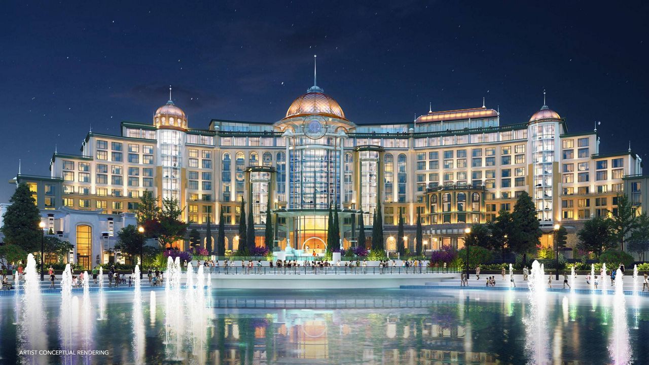 Universal Helios Grand Hotel will be opening in Universal Epic Universe in 2025 and will feature a park entrance for hotel guests, officials said. (Artist Rendering Courtesy: Universal Orlando)