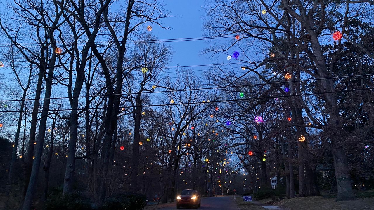 How are the Sunset Hills lighted Christmas balls made?
