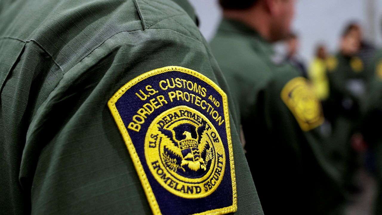 Border Patrol agents hold a news conference prior to a media tour of a new U.S. Customs and Border Protection temporary facility near the Donna International Bridge in Donna, Texas, May 2, 2019. (AP Photo/Eric Gay, File)