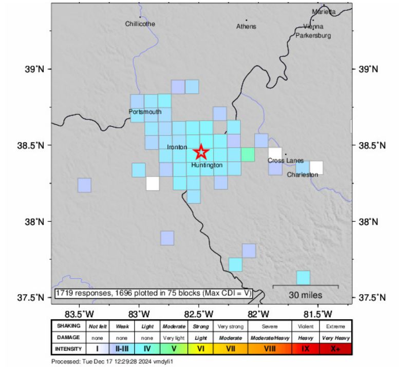 3.3-magnitude earthquake hits Ohio-West Virginia border
