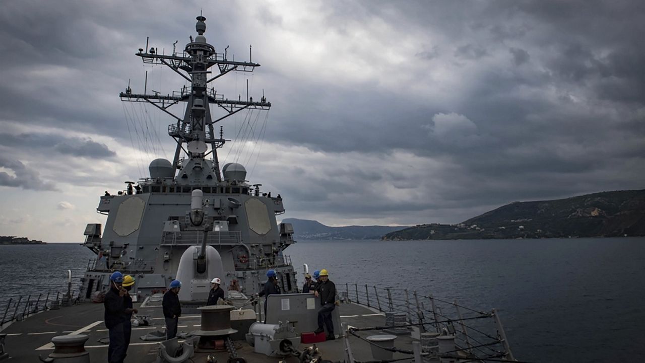 This Nov. 12, 2018 photo shows The USS Carney in the Mediterranean Sea. (Mass Communication Specialist 1st Class Ryan U. Kledzik/U.S. Navy via AP)