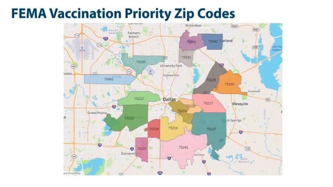The FEMA site at Fair Park will administer COVID-19 vaccination shots to residents in 17 zip codes. (Photo Source: Dallas County)
