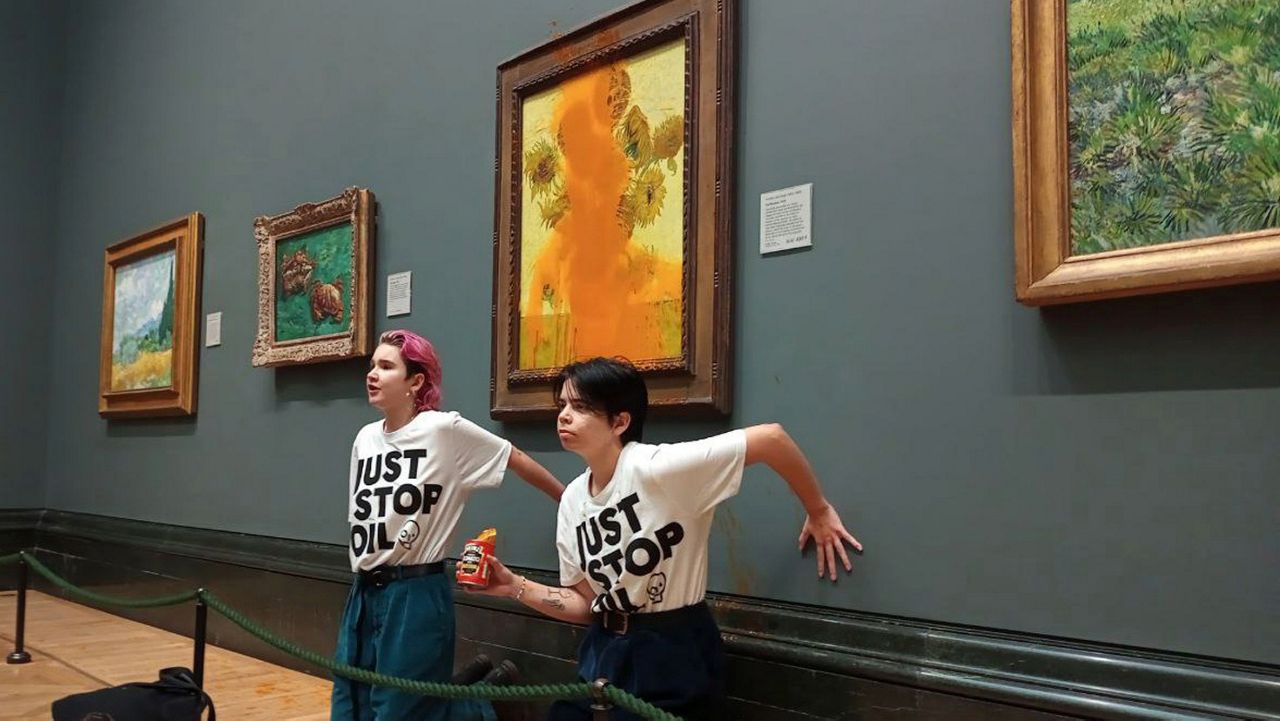Climate protesters throw soup at Van Gogh’s ‘Sunflowers’