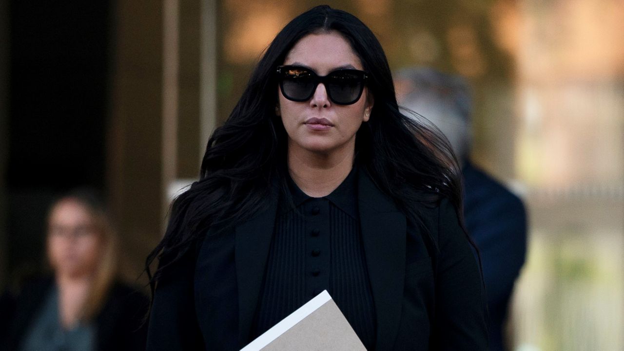 Vanessa Bryant, the widow of Kobe Bryant, leaves a federal courthouse in Los Angeles, Wednesday, Aug. 10, 2022. (AP Photo/Jae C. Hong)