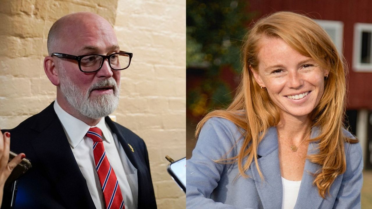 Rebecca Cooke (right) is a 36-year-old nonprofit owner and waitress trying to unseat Congressman Derrick Van Orden (left), the Republican incumbent representing Wisconsin's third congressional district. (Van Orden photo courtesy of AP Photo, Cooke photo courtesy of Red's Mercantile)