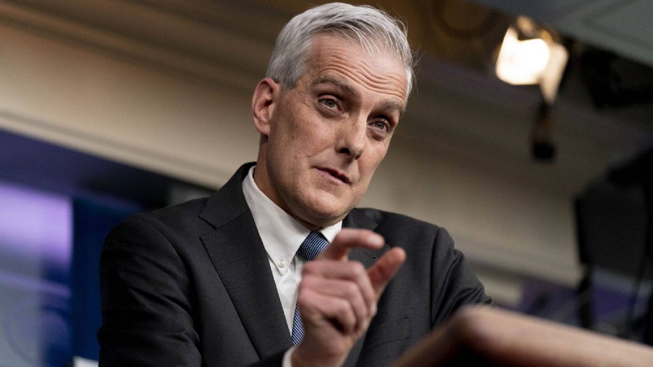 Veterans Affairs Secretary Denis McDonough speaks during a press briefing at the White House, Thursday, March 4, 2021, in Washington. (AP Photo/Andrew Harnik)