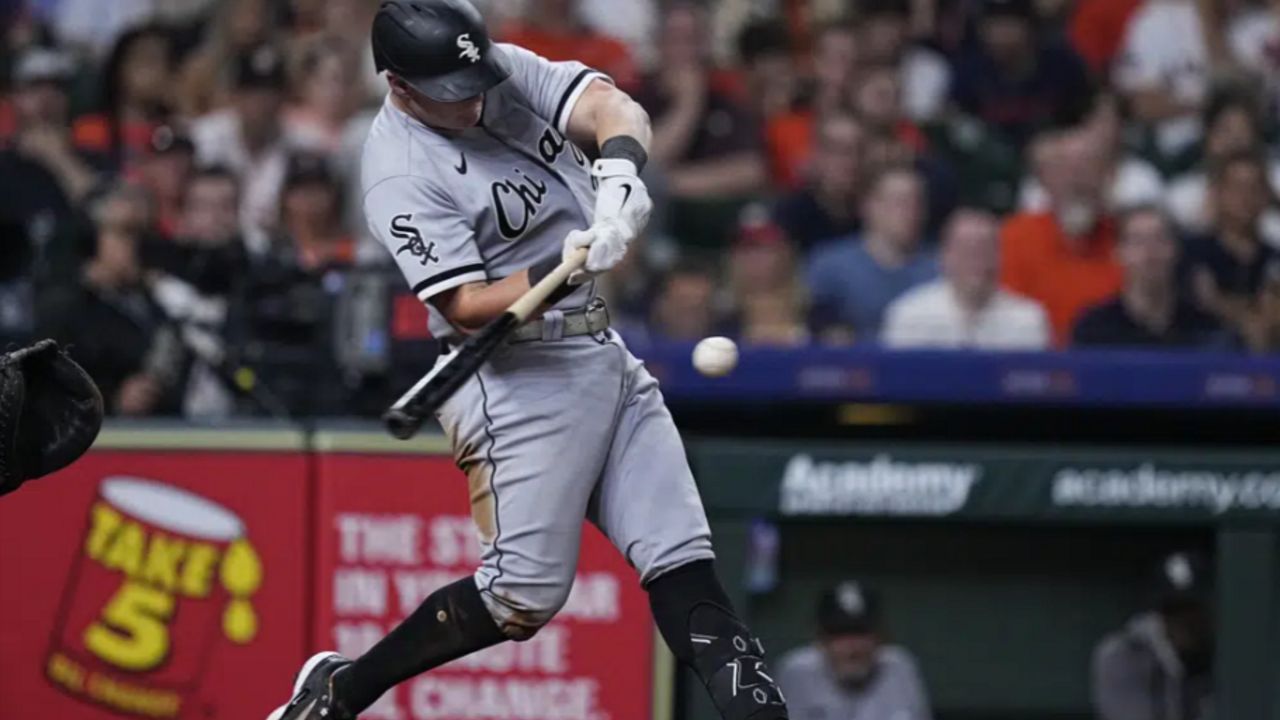 Former Chicago White Sox first baseman/outfielder Andrew Vaughn is back in the majors with the Milwaukee Brewers, who promoted him as they sent first baseman Rhys Hoskins to the injured list on Monday with a sprained left thumb. (AP Photo)
