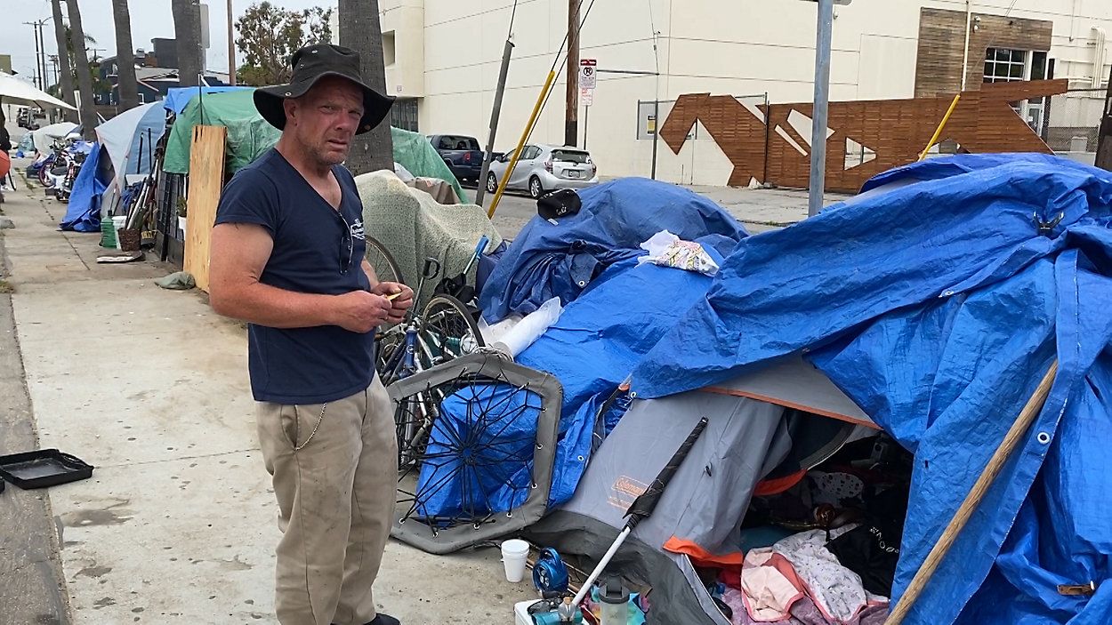 A man appears at a homeless camp in Venice, California, in this file image. (Spectrum News/FILE)