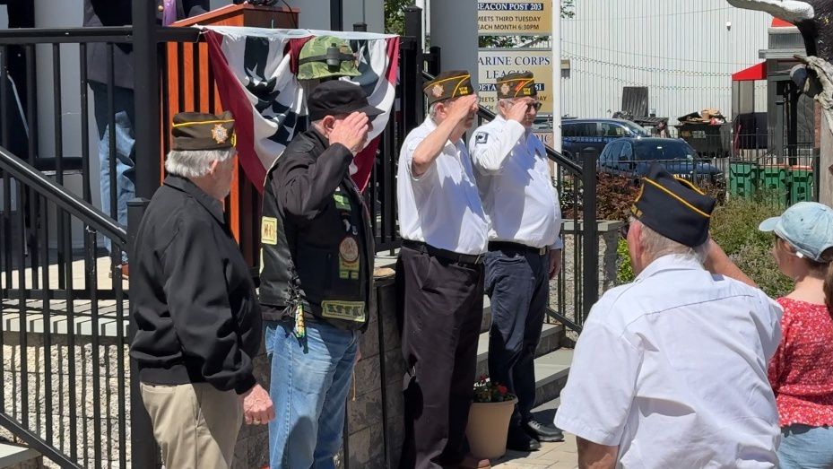 Dozens gather outside Veteran's Memorial Building in Beacon for 159th Memorial Ceremony. (Spectrum News 1/Darcie Ortique Photo)