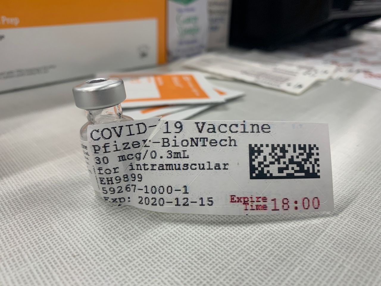 Photo of a COVID-19 vaccine vial (UT Health San Antonio)