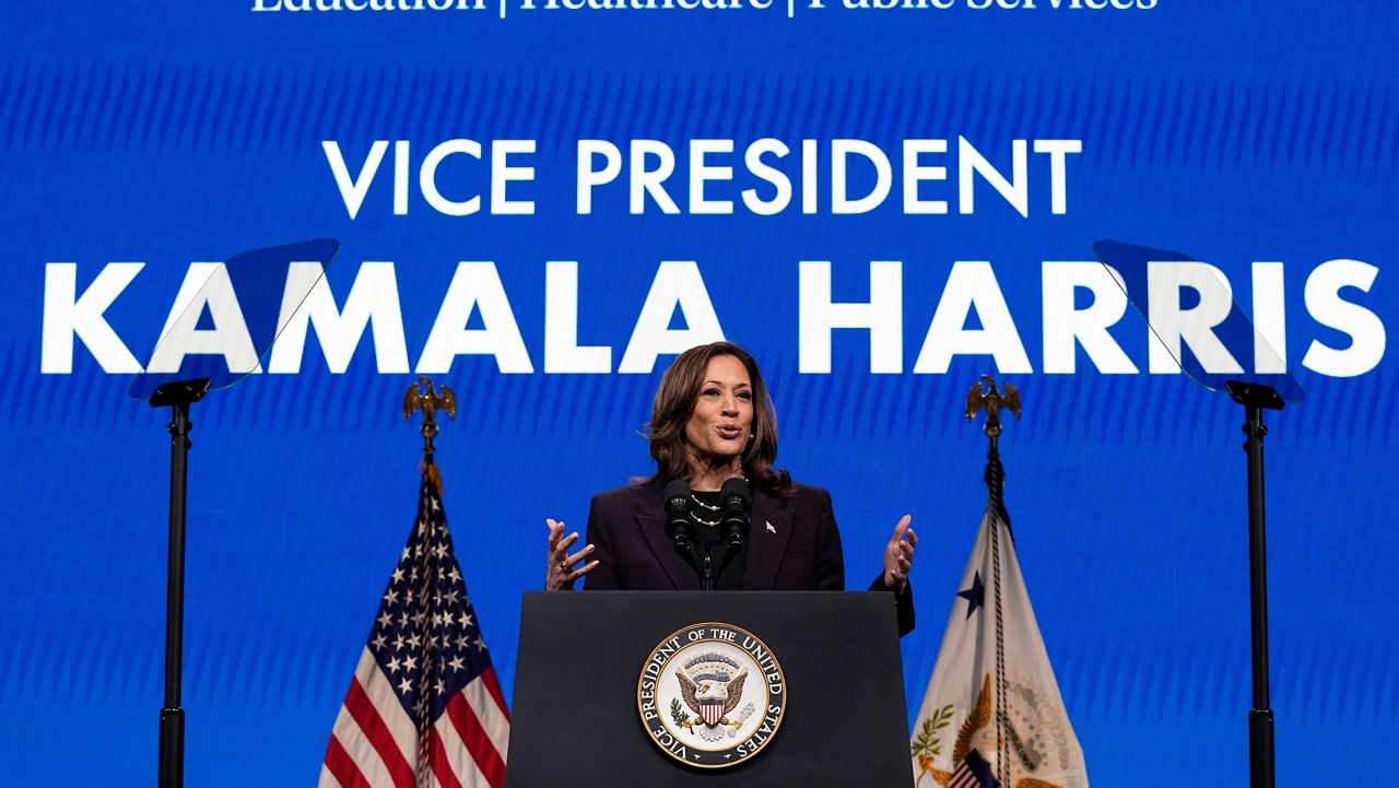 Vice President Kamala Harris speaks during the American Federation of Teachers' 88th national convention, Thursday, July 25, 2024, in Houston. 