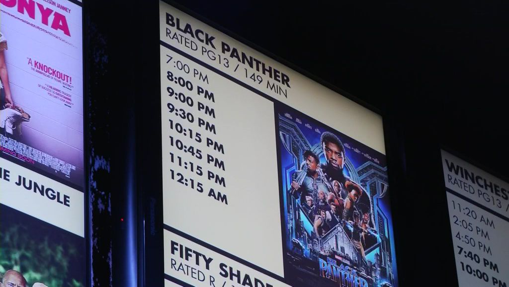 Black Panther movie times at a threater