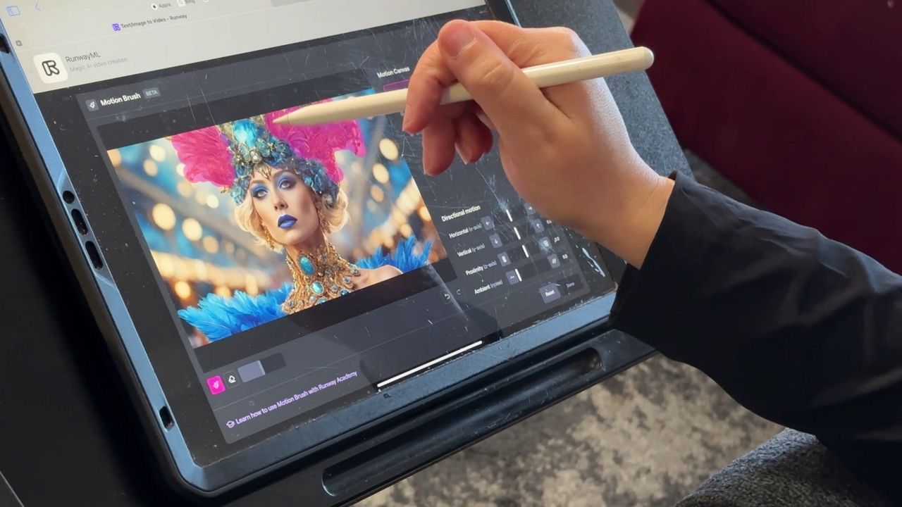 Krista Gable adding animation to a picture on her iPad