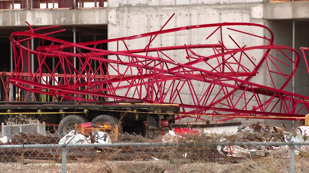 A crane collapsed over the unfinished Cape Canaveral Hospital on Wednesday, June 04, 2025. (Spectrum News)