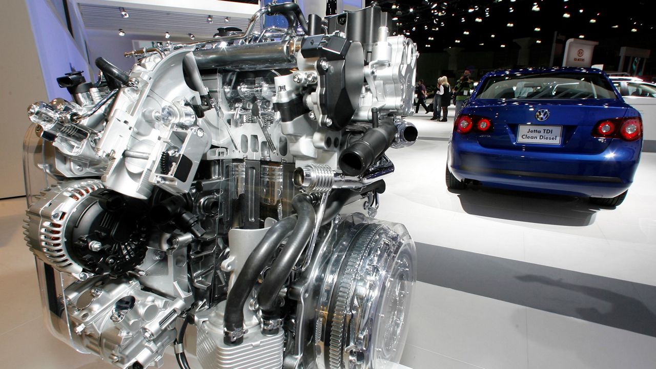 A Volkswagen Jetta TDI diesel engine is displayed at the Los Angeles Auto Show, Nov. 20, 2008. (AP Photo/Damian Dovarganes, File)