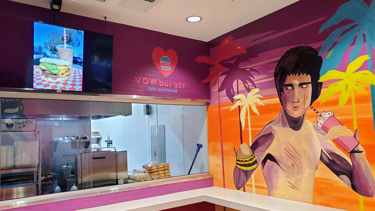 The new VOWburger stall is located at Rodeo 39 Public Market in Stanton, Calif. (Spectrum News/Joseph Pimentel)
