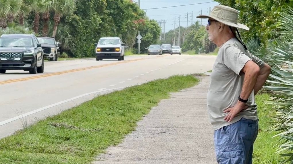 David Vreeland says pedestrian hybrid beacons would make it safer to cross State Road A1A south of Melbourne Beach. (Spectrum News 13/Jesse Walden)