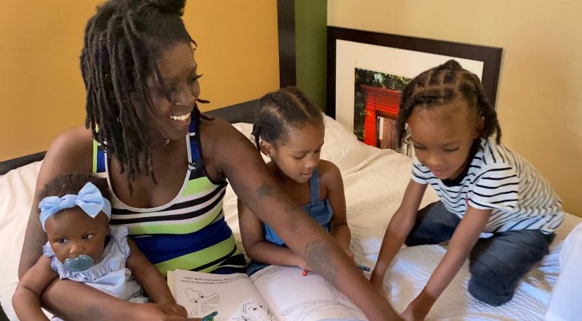 Takia Genwright and her kids are crammed into one hotel room. Photo: Natalie Mooney.