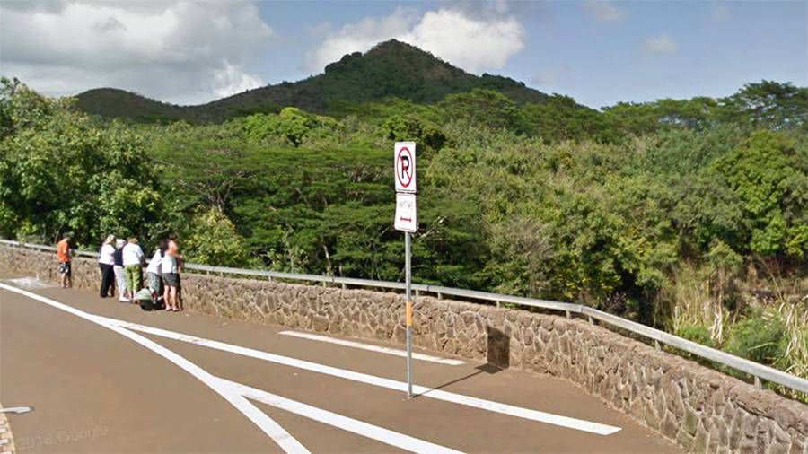 Kauai police identified the female hiker who died at Wailua Falls on Saturday as 28-year-old Nicole Chavez of Chile. (Wailua Falls overlook via Google Street View)