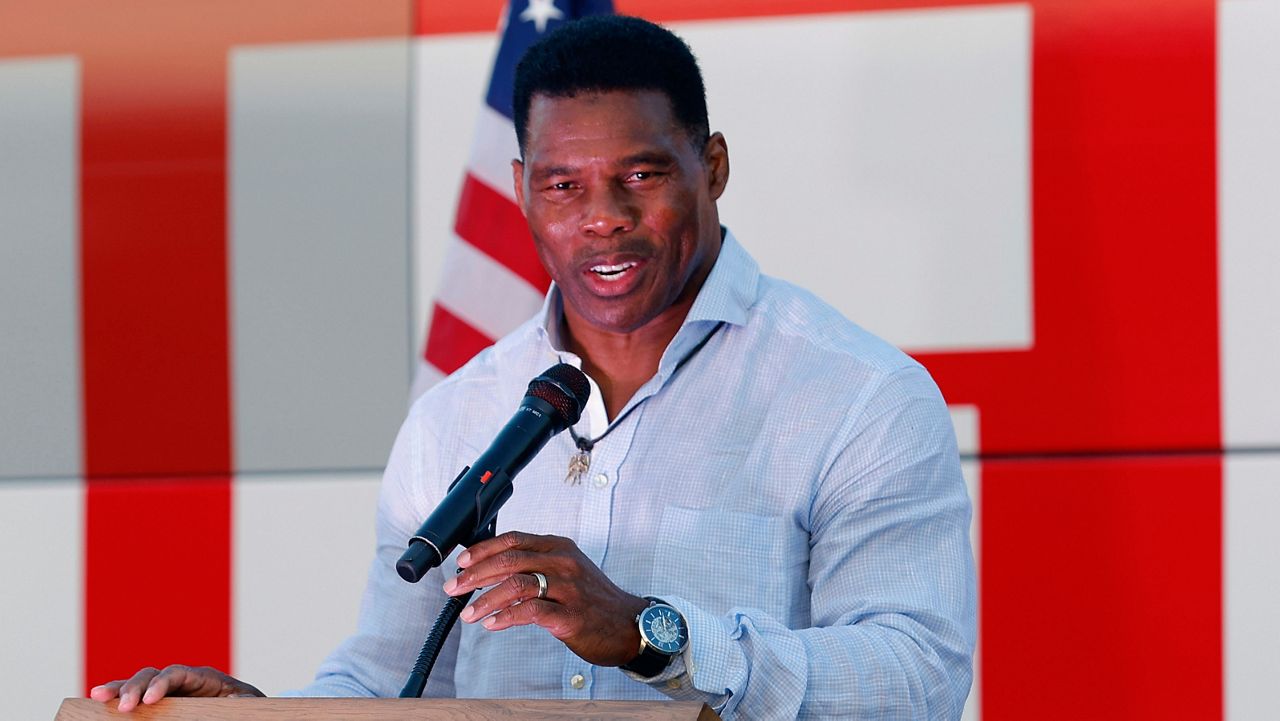 Herschel Walker, the Republican candidate for U.S. Senate in Georgia, speaks during a campaign stop in Smyrna on Thursday, Nov. 3, 2022.