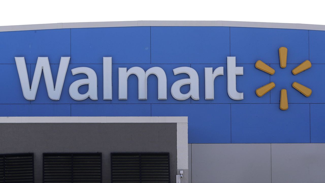 A Walmart logo on a store in Walpole, Mass. (AP Photo/Steven Senne, File)