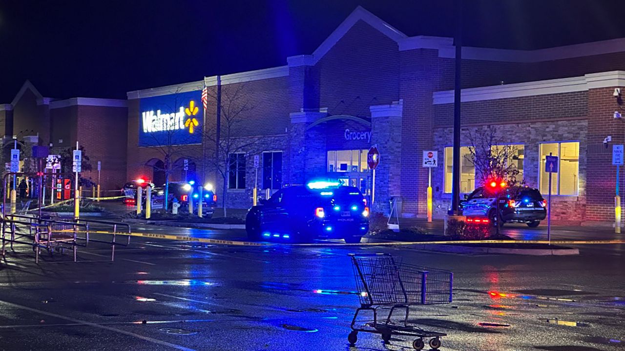 Police are at the scene of a reported shooting at the Beavercreek Walmart on Monday night. (Spectrum News 1/Brent Floyd)