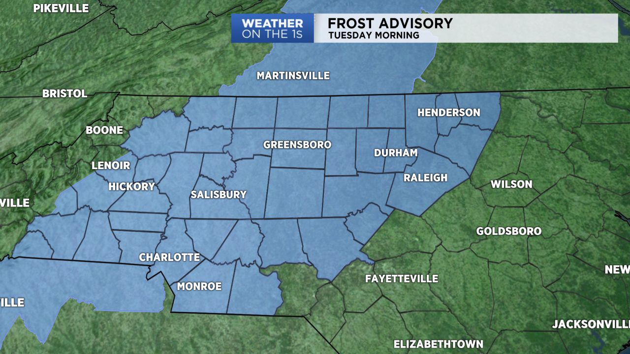 Frost Advisory in effect for most of Central NC