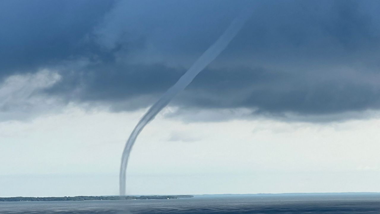 The waterspout spotted off the coast of Marblehead, Ohio, on July 25, 2024. (Photo courtesy of Scott Fais)