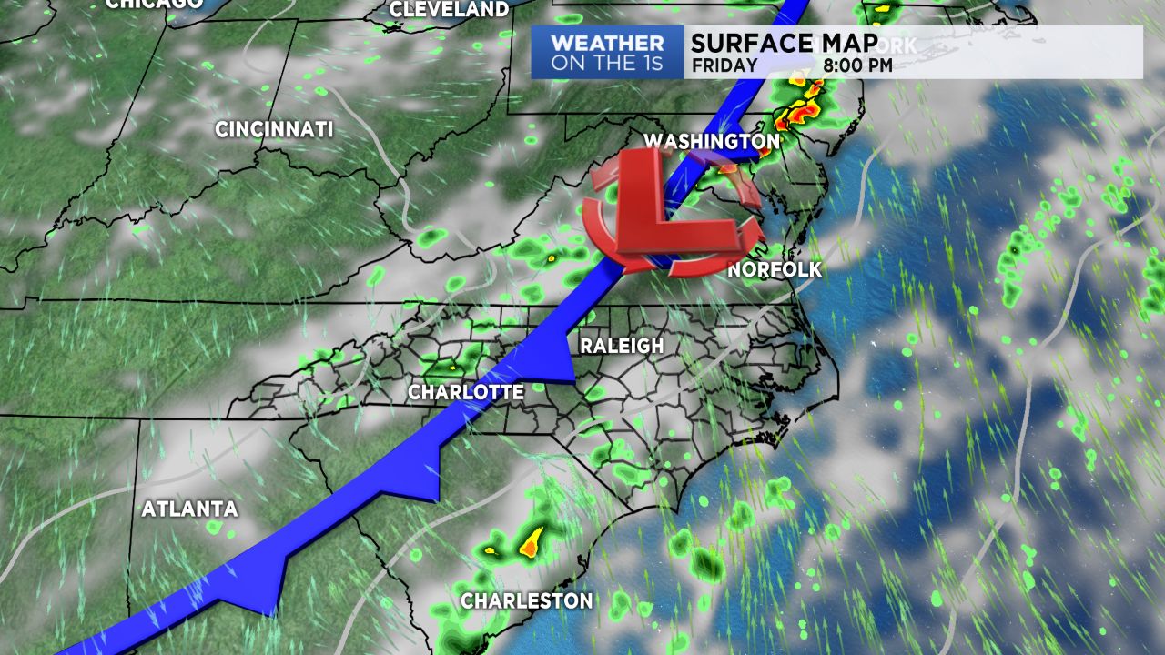 Weak cold front brings isolated storms Friday