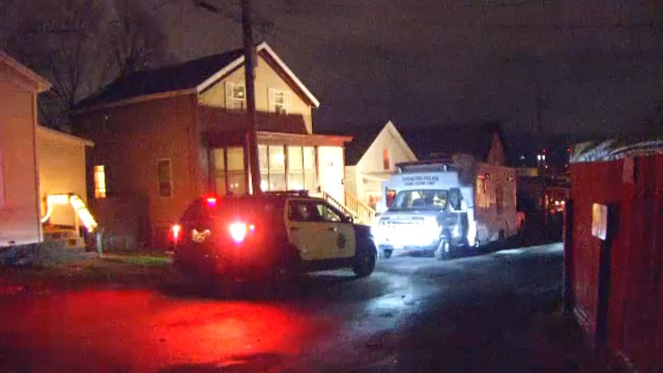 Police car outside a house