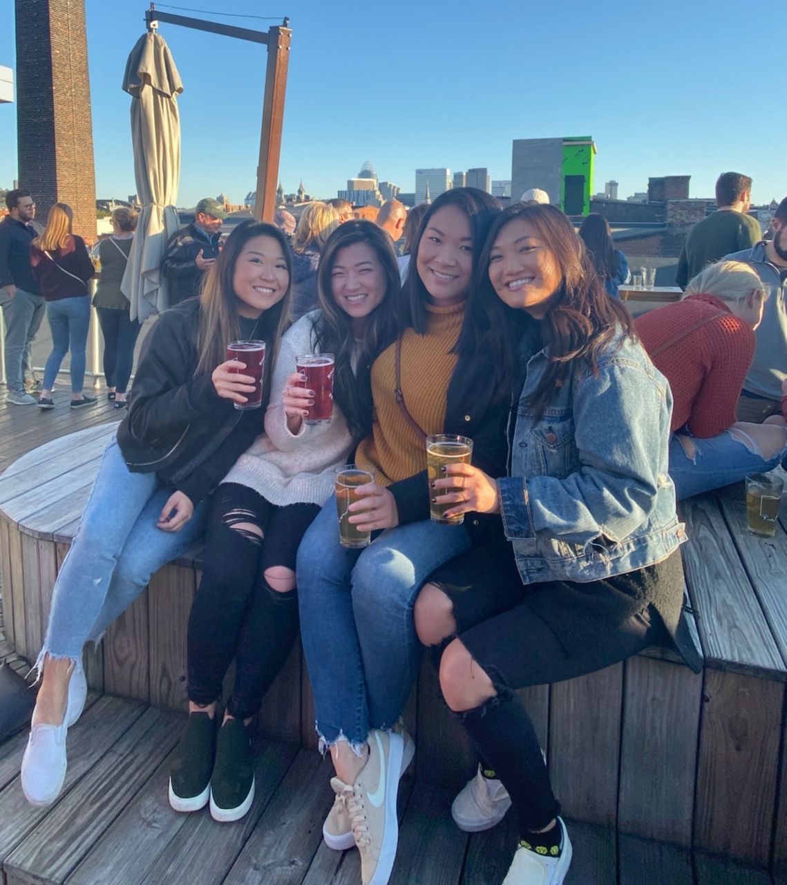 Jenna Weber and friends on a rooftop bar in downtown Cincinnati. (Photo courtesy of Jenna Weber)