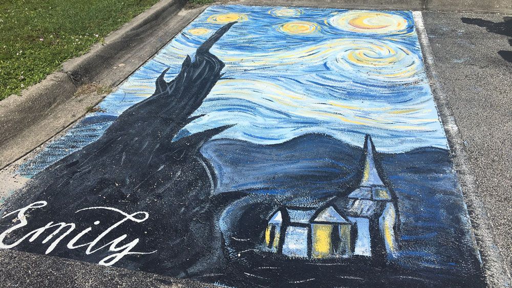 One of the student-painted parking spaces at West Shore Junior/Senior High School in Melbourne. Students are raising money for the senior class trip. (Jerry Hume, Spectrum News)