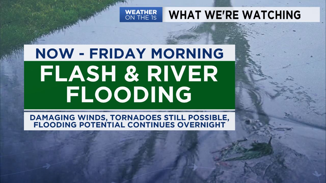 Flooding will remain a concern overnight as rain continues to fall.