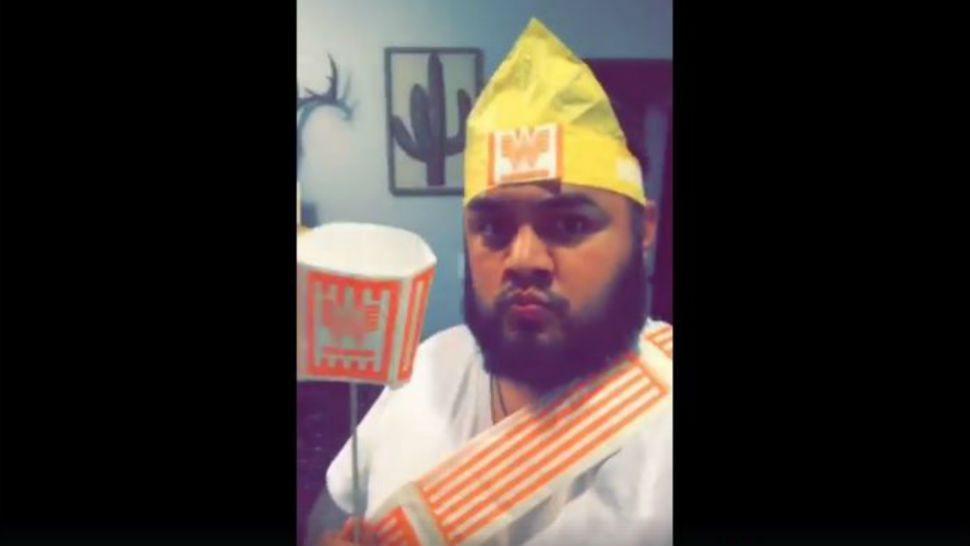 A San Antonio man is celebrating his 100th trip to Whataburger in an epic video. (Courtesy: Tommy Guitron Facebook)